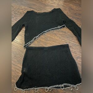 OUTCAST in the spotlight black crochet top and skirt size small